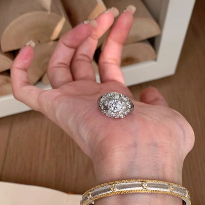 🔮💍【Vásárolj egyet, kapsz egyet ingyen】Kézzel készített sterling ezüst gyűrű tömör tégla mintával, szerencsét hozó, állítható mérettel.