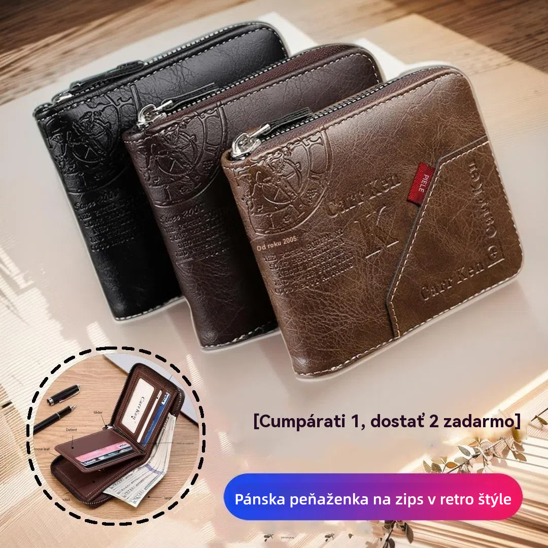 💰Szuper kedvezmény🔥Férfi retró stílusú cipzáras pénztárca