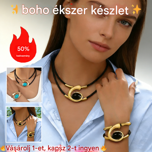 ✨🔥【Vásárolj egyet, kapsz egyet ingyen】Bohém stílusú drágaköves nyaklánc + karkötő szett