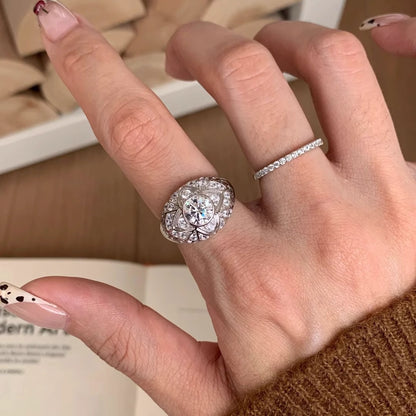 🔮💍【Vásárolj egyet, kapsz egyet ingyen】Kézzel készített sterling ezüst gyűrű tömör tégla mintával, szerencsét hozó, állítható mérettel.