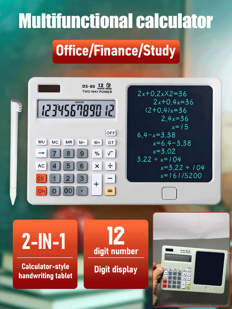✨ ✨Asztali számológép írótáblával, multifunkcionális jegyzettömb irodai használatra számvitelben és pénzügyekben, okosszámítógép