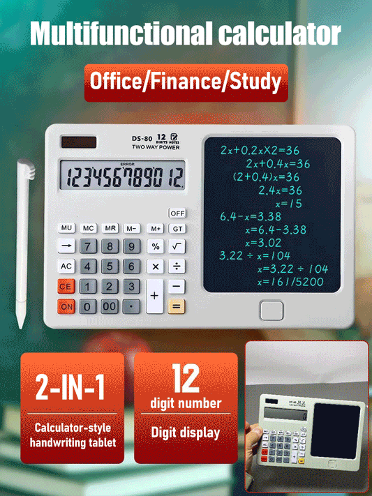 ✨ ✨Asztali számológép írótáblával, multifunkcionális jegyzettömb irodai használatra számvitelben és pénzügyekben, okosszámítógép